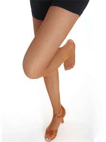 专业硬网紧身拉丁舞渔网袜比赛专用连裤袜鞋底防滑骨线牛津袜