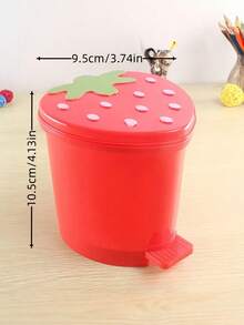 1pc Cute Strawberry Design Desktop Trash Creative Strawberry Shaped Desktop Storage Container - Plastic, Cartoon Car-Mounted Strawberry Plastic Trash Can Desktop Trash Can Pedal Trash Can, Capacity 400ml/0.1gallon, With Lid, Desk And Drawer Organizer For Office And Home Organization, Portable Storage, Home Storage - Multicolor - View 10