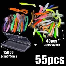 55pcs Fishing Soft Bait Multi-Color Worm Set With Storage Box, Threaded Lure Gear, Suitable For Bass, Fishing Tackle Kit, TPE Material, Interchangeable For Saltwater And Freshwater, Contained, Fishing Gear | Colorful Lures | Durable Fishing Gear - Multicolor - View 11