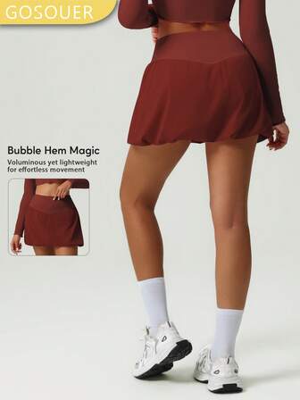 GOSOUER Women's Outdoor Sports Golf Skort Tennis Skort Fitness Puffy Skirt Running Balloon Skirt Badminton Bubble Skirt