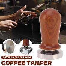 Aimall 304 Stainless Steel Coffee Tamper Press Non-Slip Handle Even Tamping 51/53/58mm - Brown - View 1