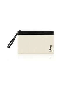 Yves Saint Laurent 美妆大号手腕包，黑白拉链化妆包，带可拆卸肩带，240x150mm，女士化妆包，旅行及日常使用 - 白黑色 - 查看 5