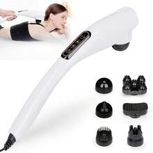Masajeador de EspaldaMasajeador Electrico para Alivio del Dolor Muscular Masajeadores de Mano con Diseño Ergonómico 10 Modos 12 Velocidades y 6 Cabezales de Masaje Masaje para Espalda Pierna y Cuello - blanco - Ver 1