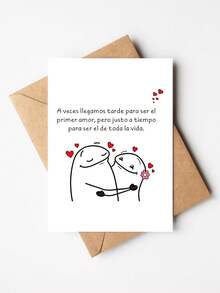 1 Thiệp tình yêu tiếng Tây Ban Nha kèm phong bì - "Đôi khi ta đến muộn để trở thành tình yêu đầu đời, nhưng lại đến đúng lúc để trở thành tình yêu trọn đời" - Thiết kế hoạt hình lãng mạn dành cho các cặp đôi, sinh nhật, kỷ niệm và những dịp đặc biệt, ý tưởng quà tặng lãng mạn | Hình minh họa hoạt hình | Hình minh họa chi tiết, Thiệp Valentine - Nhiều màu - Xem 13