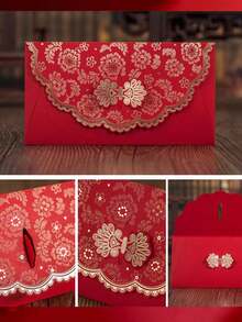 3/5/10个装中国风艺术红包，礼品红包，现金/礼金红包，花卉蝴蝶图案，哑光自封口 - 适用于婚礼、订婚、情人节、乔迁、农历新年、办公用品等场合，两种款式混装发货 - 彩色 - 查看 4