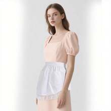 Maid Apron, Elegant Princess Style Half Apron With Ruffles, Pockets, European Style Pure White Waist Apron - Multicolor - View 8