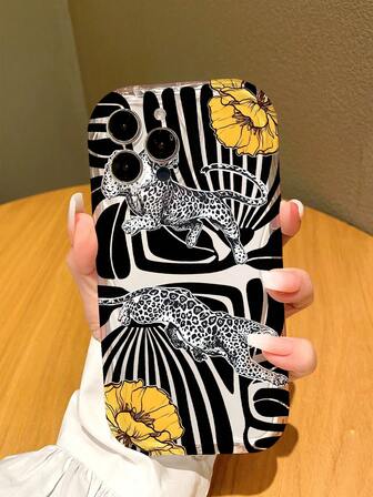 1 pieza Funda de teléfono suave y a prueba de golpes de TPU transparente con estampado de leopardo ondulado minimalista y elegante, adecuada como regalo de cumpleaños, vacaciones para amigos, familiares, parejas, usted mismo, compatible con teléfonos Apple