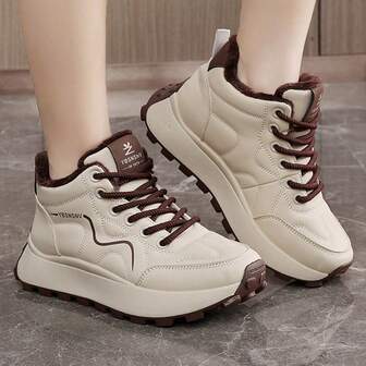 Nuevos botines cortos de invierno 2025 con suela gruesa y plataforma, zapatos deportivos casuales de invierno con aumento de altura, tenis abrigados y gruesos