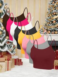 8pcs Seamless Stretchy Active Camis & Sports Bras, Breathable Multicolor Women Undergarments - Nhiều màu - Xem 2