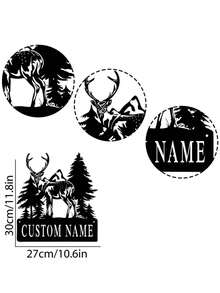 1pc Customized Iron Deer Horn Wall Art With Personalized Name Sign For Farmhouse, Courtyard, Porch, Deer Head Art Decoration, Unique Gift Idea Ornamental, Exquisite, Stylish, Contracted, Vintage Custom, Personalized, Unique Ideal Gifts For Him Her, Boyfriend, Girlfriend, Dad, Mom, Family, Friends For Mother's Day, For Birthdays, For Children's Day Father's Days, For Housewarming Dining Room, Living Room, Valentine Day, Valentine Day Decor, Slow Summer Living,Customized Crafts,Chic Autumn,Christmas Gift Supplies