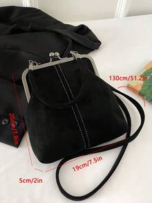 Dedoo 1pc Bag Handbag Fashion Retro New 2025 Clip Bag Handbag Mobile Phone Bag Retro Temperament Messenger Bag Literary Handbag Joker Commuting. - Black - View 9