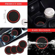 New4 posavasos para coche a prueba de polvo accesorios interiores para automóviles 2.75 pulgadas almohadillas para orejas antideslizantes para botellas de agua universales para vehículos camiones - NegroRojo - Ver 1