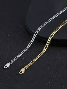 ORSA JEWELS 1pc 925 Sterling Silver Figaro Chain Bracelet, 5mm Wide, Cuban Link Design, Women Jewelry - Silver - View 11