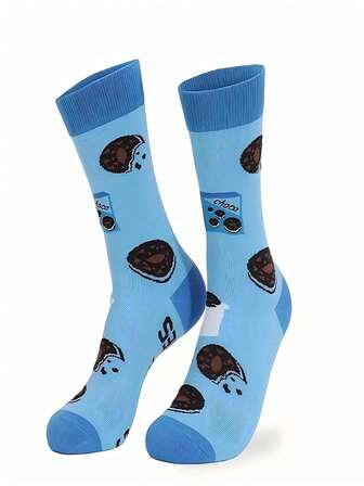 1 Pair Casual Sports Creative Mid-Calf Socks, Soft & Comfortable, & Versatile, Autumn/Winter