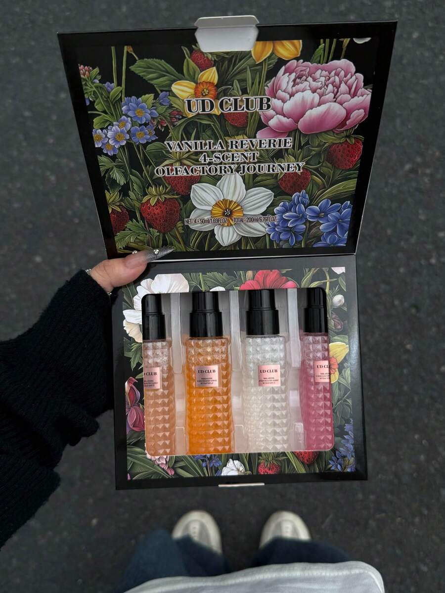 4-Pack Dreamlike Series Fragrance Mist Set, Limited Edition, Includes Gift Box. Multi-Layered Uplifting Fragrance, Long-Lasting Natural Fresh And Alluring Scent Of Vanilla, Coconut, Citrus And Fruity Notes. Suitable For Dates, Parties, Gatherings, Travel, Home, Hotel, Office And More. An Ideal Gift For Family And Friends. - Multicolor - View 1