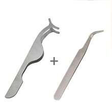 2pcs Eyelash Extension Stainless Steel Eyelash Curler & Tweezer Set, Makeup Beauty Tools - Silver - View 8