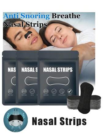 30pcs Anti Snoring Nose Strips For Breathing Correction Physical Expansion Breathable Patch Better