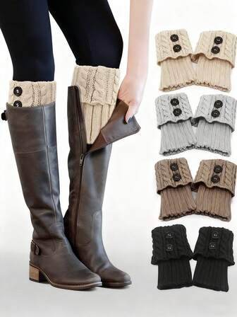 1 par de cubiertas de botas de invierno para mujer, calcetines cortos de botas tejidos a ganchillo, calentadores de piernas cálidos, regalo de cubiertas de botas cálidas, accesorios de calzado de otoño e invierno