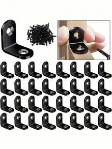 30pcs Corner Brackets With Screws Set, 10pcs Corner Brackets And 20pcs Screws, Suitable For Wooden Furniture, Chairs, Drawers, Cabinets, Indoor And Outdoor Decoration, Wardrobe, Bathroom Installation Tools - Multicolor - View 3