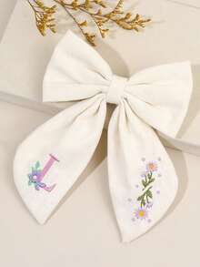 1件女孩26字母刺繡髮夾，甜美花卉字母設計髮夾，女孩生日春季髮飾，精緻女孩髮夾附優雅刺繡（白色/海軍藍），返校季 - 彩色 - 查看 25