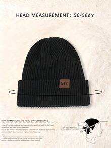 3 piezas Gorros de punto con logo de NYC estilo Y2K, gorros de punto para exteriores, gorros versátiles y casuales para clima frío de invierno, adecuados para el atuendo de invierno de hombres para el transporte diario
