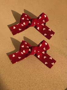 2个/套 新款红色蝴蝶结发夹，布艺发饰发卡，女士日常发饰发夹 - 彩色 - 查看 10