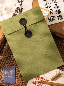 Creative Retro Strap Archival Bag Envelope, Simple And Thick Premium Leather Paper Envelope, Invoice Storage Bag, Daily Office Supplies - Multicolor - View 5