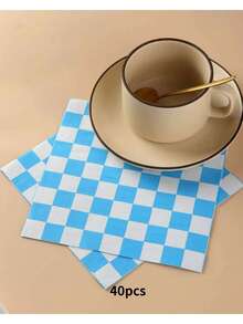 黑白格子赛车主题派对家居日常装饰一次性餐巾 - 黑與白 - 查看 11