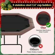 PtioHavn Mesa De Poker Octagonal Con Pata De Acero Plegables 119*75cm - portavasos de plástico marrón - Ver 7