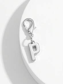 1pc Fashionable Minimalist 26 Small English Letter Shape Smooth Metal Keychain, Suitable For Women Car Key, Bag Decoration And Gift - Silver - View 26