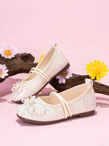 Girls' Traditional Chinese Hanfu Shoes, Handmade Princess Shoes, Embroidered Soft Bottom Butterfly Cloth Shoes, Performance Shoes