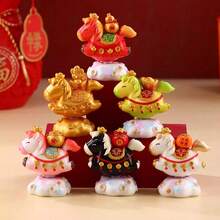 1个可爱卡通财运摆件，办公桌装饰，风水摆件，寓意吉祥，新年礼物，送给同事、男女朋友（管道、机械、办公桌配件）房间装饰家居摆件家居微缩物件 - 彩色 - 查看 4