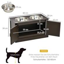 PawHut Elevated Dog Feeders With Storage, 2 Bowls, For Large Dogs, Water Bowl, Food Bowl, Dog Feeder Stand, 60cm X 30cm X 34cm, Coffee On Site - 1 - 查看 3