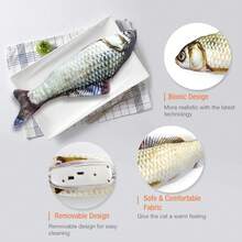 Juguetes Gato Eléctrico Pez para Gato con Catnip Pescado para Gatos Que se Mueve Juego Pez Gato Interactivo Wriggly Fish Cat Toy USB Recargables, Carpa Herbívora - Carpa Herbívora - Ver 2