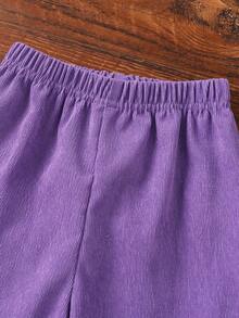 3 Stücke/Set Mädchen Langarm T-Shirt in Unifarbe, Strickjacke mit Blumenmuster und Hose, Frühling/Herbst