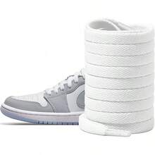 TendenciaUamGlsob - Cordones planos de algodón para zapatos deportivos de repuesto para zapatos deportivos Air  1/2/3/4/5/6/7/8Calidad premium - Blanco - Ver 13