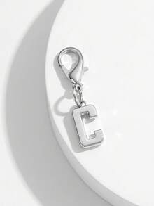 1pc Fashionable Minimalist 26 Small English Letter Shape Smooth Metal Keychain, Suitable For Women Car Key, Bag Decoration And Gift - Silver - View 28