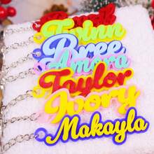 1 pieza Llavero personalizado de acrílico con nombre y flor de colores, recuerdos de fiesta de cumpleaños, regalo personalizado para la niña de las flores, etiqueta de mochila con nombre para niña, dijes de a juego, etiqueta de bolso de acrílico - Llavero de acero + anilla de cadena de 4 eslabones - Ver 4