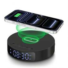 Cargador inalámbrico multifuncional con reloj despertador, estación de carga rápida de 15W compatible con iPhone y , base de carga de escritorio adecuada para oficina, dormitorio y hogar - Multicolor - Ver 5