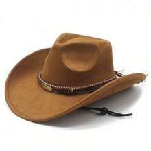 Felt Cowgirl Hat Stylish Decorative Belt Western Hat Wide Brim Jazz Cap For Daily Life  Party