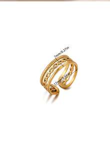 Heart Cubic Zirconia Rings For Womenl Gold Color Stainless Stee Ring Wedding Band Couple Jewelry Freeshipping Items - Yellow Gold - View 12