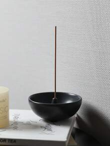 1pc Modern Minimalist Japanese Style Black Ceramic Round Incense Holder, Creative Home Use Incense Stick Base, Incense Burner, Indoor Incense Plate Incense Stick Holder - Black Incense Stand - View 3