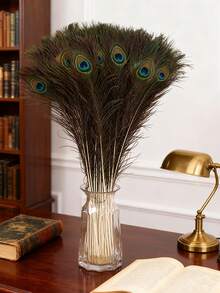 50/25 piezas a granel de plumas de pavo real falsas de alta calidad - Plumas simuladas de lujo elegante bohemio, perfectas para decoración de mesa de boda, relleno de jarrones, accesorios para el hogar, manualidades DIY y adornos navideños para fiestas - Multicolor - Ver 10