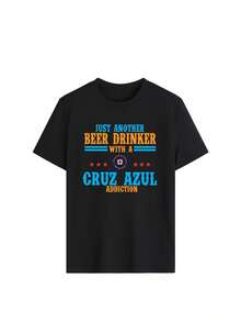 Camiseta de manga corta para mujer, cuello redondo, holgada, casual y versátil, nuevo estampado de CEMENTO CRUZ AZUL, ideal como capa base, tejido suave con buena caída - Negro-2 - Ver 3