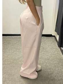 Tailored Wide Leg Trousers - 淺粉色 - 查看 2