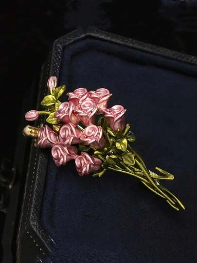 1PC Vintage Rose Brooch ,Elegant Rose Bouquet Brooch , Vintage-Style Plant Fashion Pin For Women ,Ideal For Parties, Balls & Birthdays, Versatile Accessory,Floral Brooch