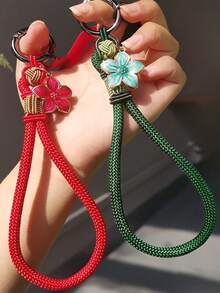 1条精美手工花卉挂绳，短款手机挂绳，腕带，钥匙扣，USB收纳袋 - 彩色 - 查看 2