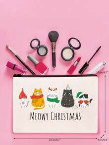 1pc Cute Christmas Snowman & Santa Claus Christmas Gift Makeup Bag, Zipper Travel Pouch, Lightweight Organizer Pouch, Coin Purse, Clutch Bag, Cosmetic Bag, Makeup Storage Bag, Beauty Bag, Makeup Case, Essential For College, Travel, Holiday, Vacation, Women Cosmetic Organizer, Medicine Bag, Pill Box, Pill Bottle, Hospital Bag, First Aid Kit, Medication Storage Bag, Cruise & Holiday Essential