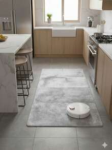 Luxurious Modern Gray Kitchen Runner Rug (Marble Effect) – 60*100, 100*200, 80*200, 80*300 Cm Ft Washable & Non-Slip Area Carpet For Kitchen Or Hallway – Soft Anti-Dirt Mat - Grey - View 4