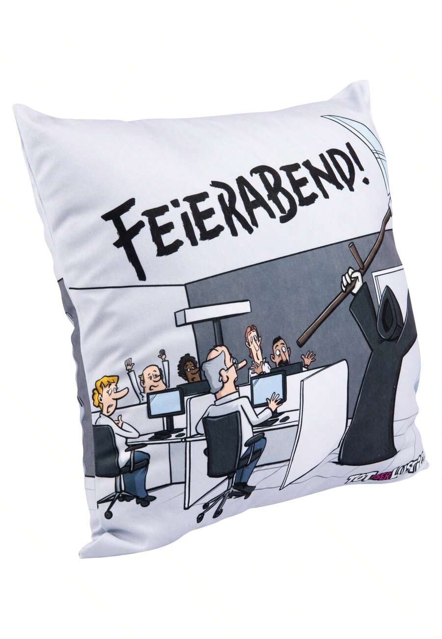 United Labels Tot aber lustig Kissen - Feierabend Michael Holtschulte Dekokissen Zierkissen Sitzkissen Kopfkissen Grau 40 x 40cm - Grau - Übersicht 1